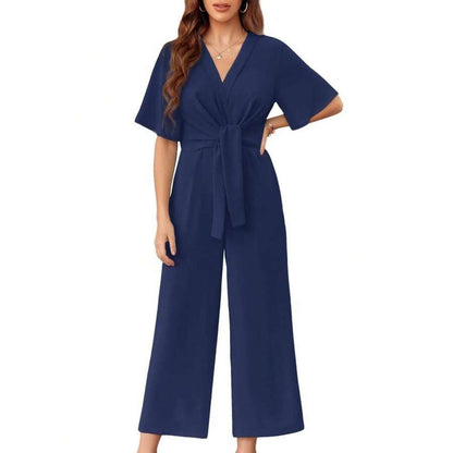 Elegant summer tie-knot everyday jumpsuit for women | Gabriella -3