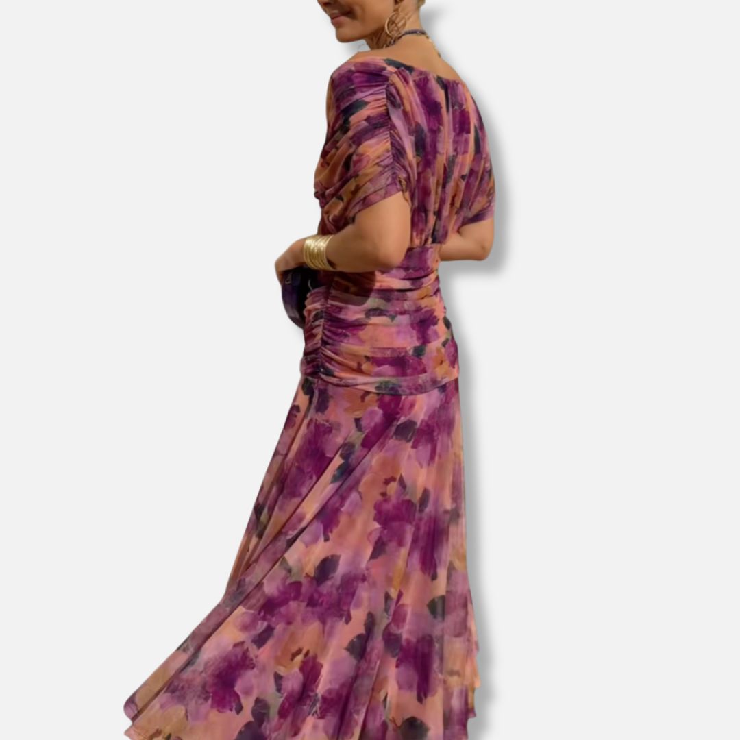 Elegeant V-neck maxi dress for women | Amara -10