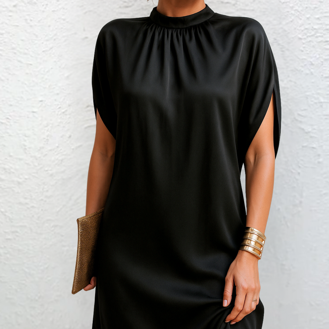 Elegant draped mini dress for women | Seraphine -2