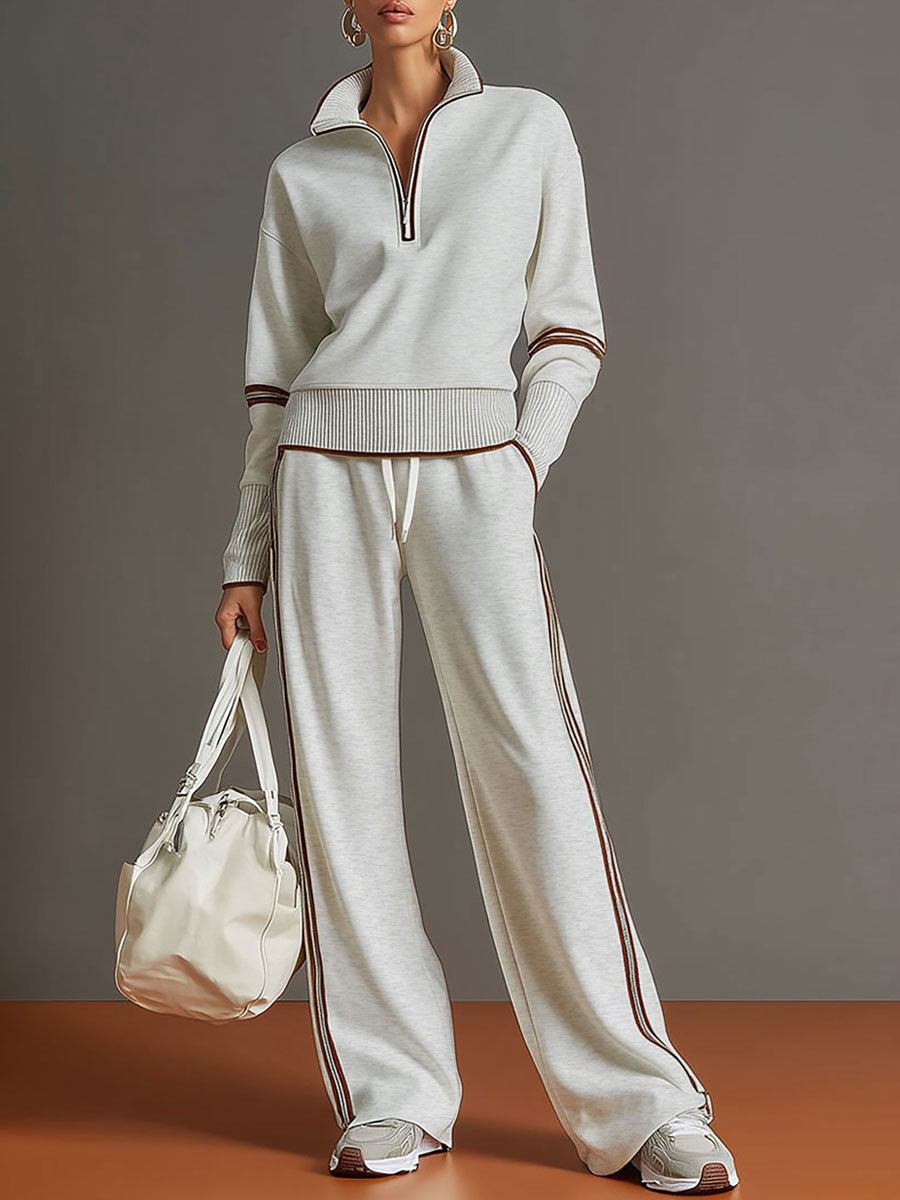 Sport-luxe half-zip co-ord set for women | Zerina -1