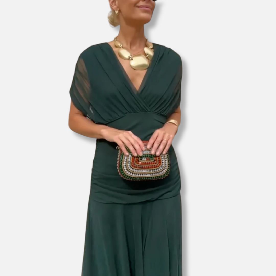 Elegeant V-neck maxi dress for women | Amara -12