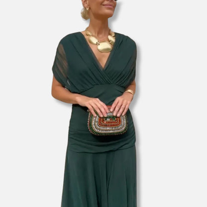 Elegeant V-neck maxi dress for women | Amara -12