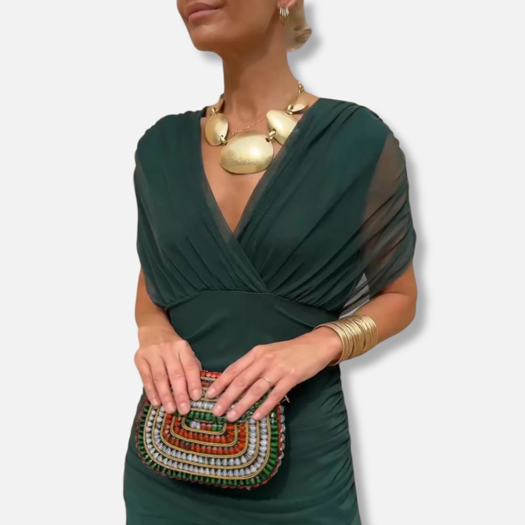 Elegeant V-neck maxi dress for women | Amara -13