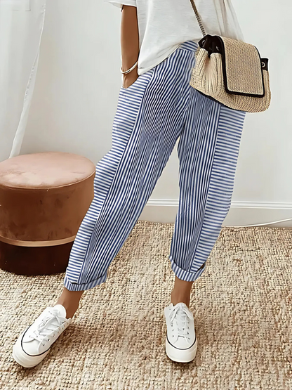 Striped trousers casual for women -1