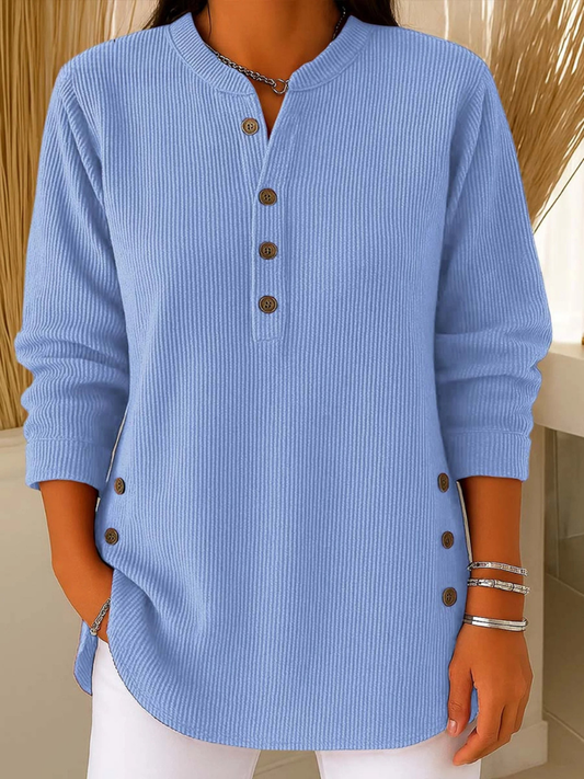 Relaxed button henley everyday tunic for women | Eden -1