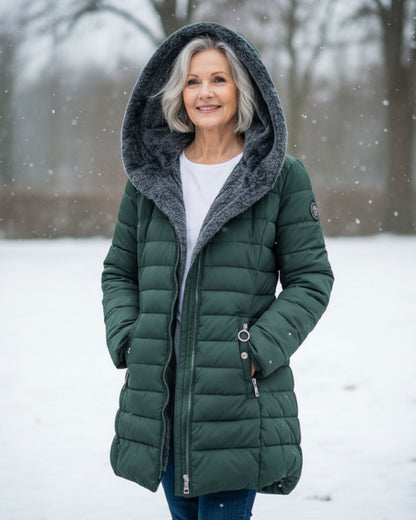 Warm hooded puffer winter coat for women | Olivia -2