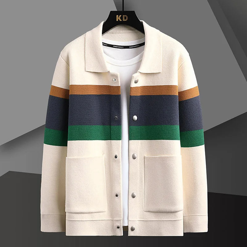 Striped varsity knit jacket for men | Arden -1