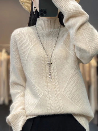 Cable-knit turtleneck jumper for women | Ellis -1