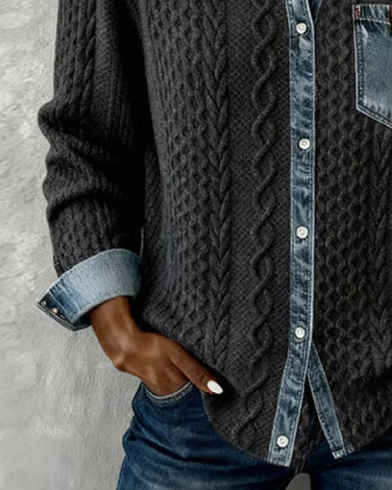 Classic knitted denim-look everyday jumper for women | Juliane -4