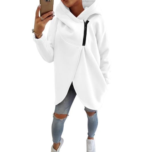 Plus-size relaxed half-zip pullover hoodie for women | Vania -1