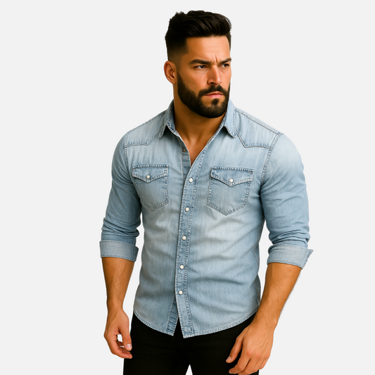 Classic casual denim everyday shirt for men -1