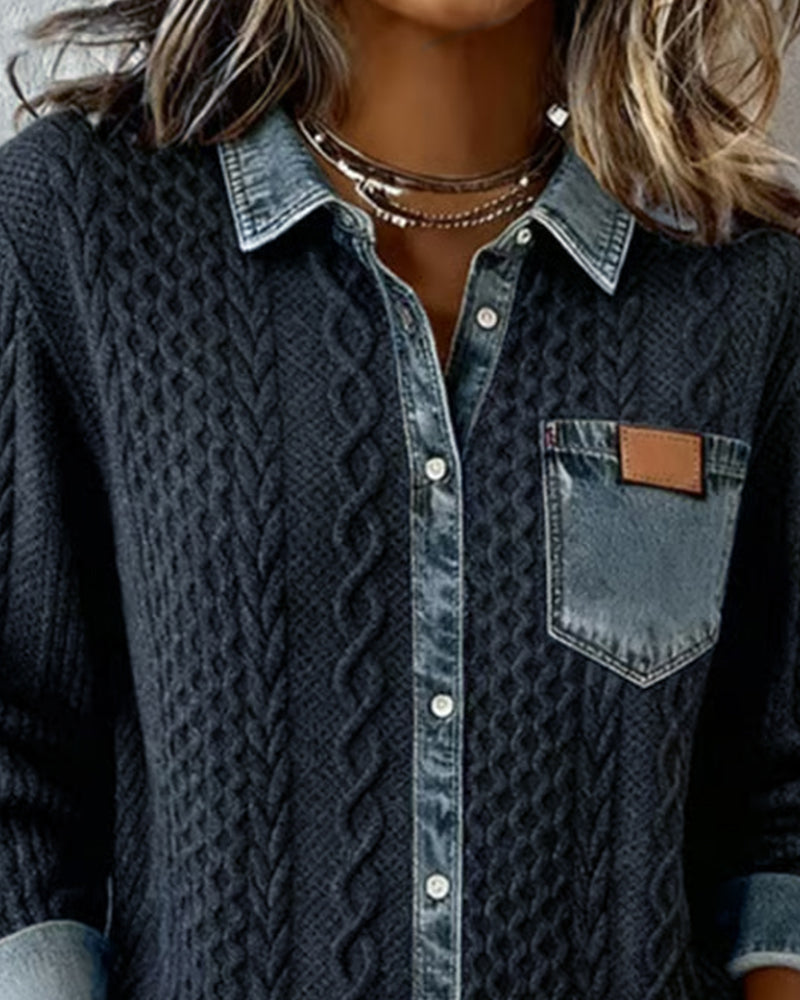 Classic knitted denim-look everyday jumper for women | Juliane -2