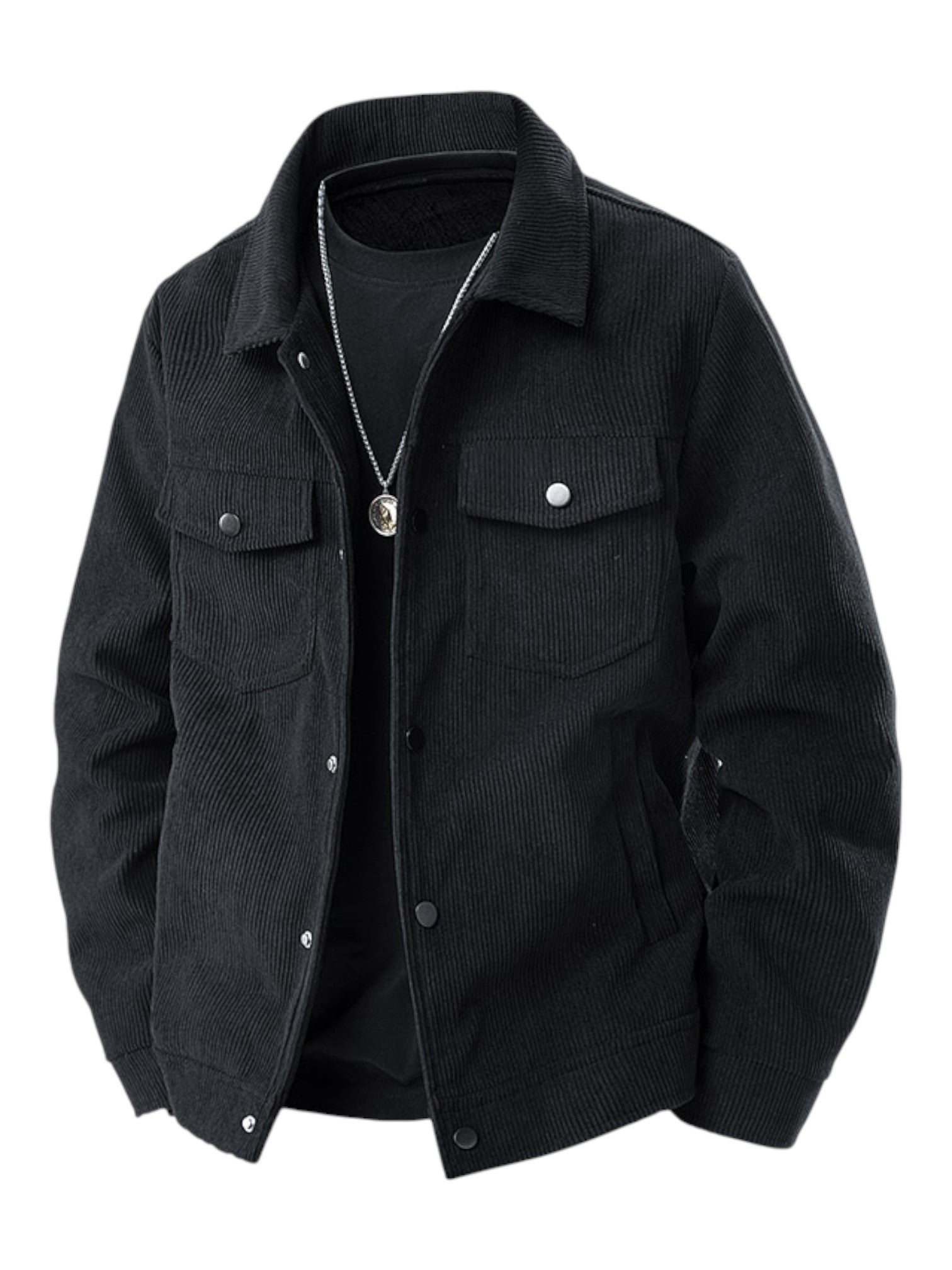 Corduroy snap front jacket for men | Rowan -1