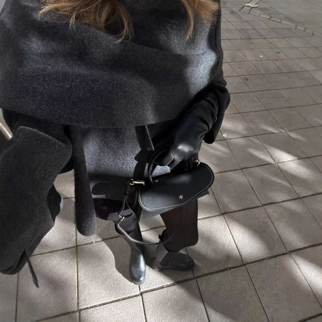 Chic asymmetrical wool poncho coat for women | Seraphina -5