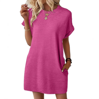 Casual minimalist round-neck summer dress for women | Evasha -1