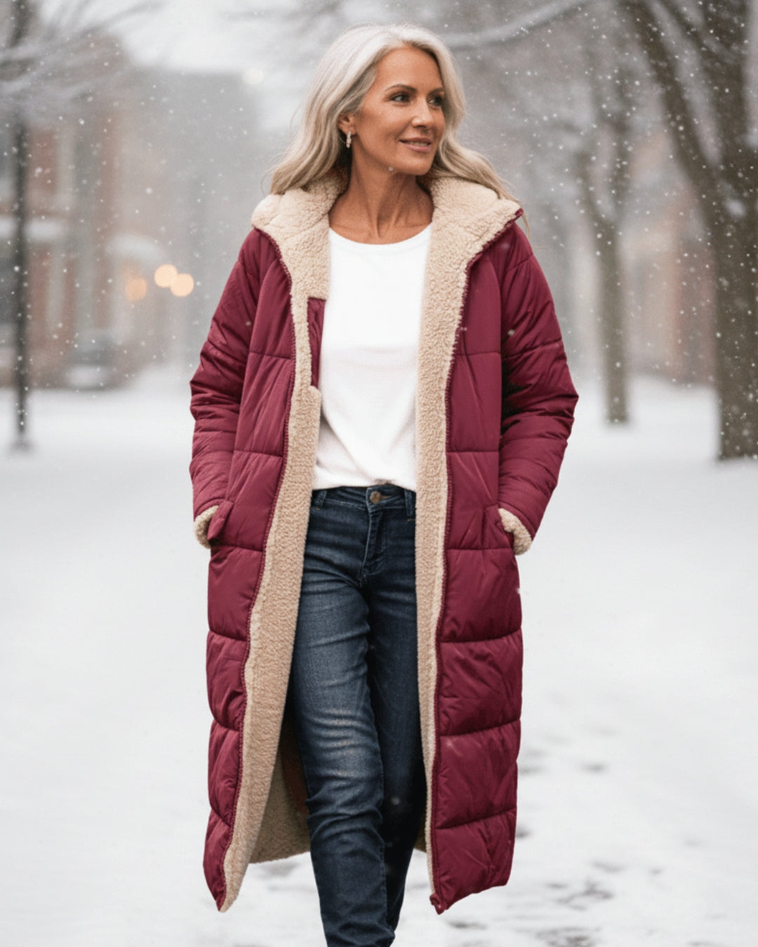Warm sherpa-lined winter coat for women | Eleanor -23