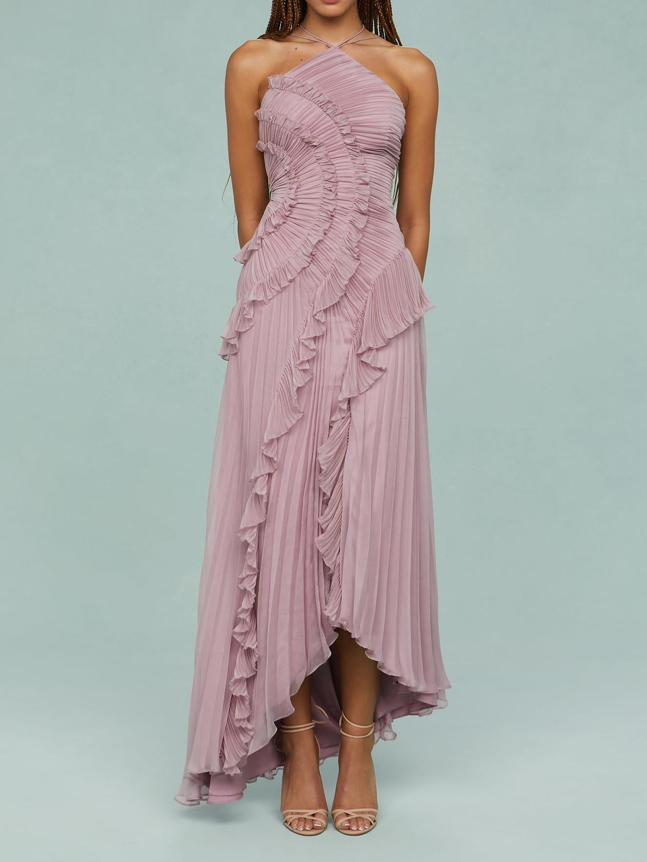 Romantic swirl maxi dress for women -1