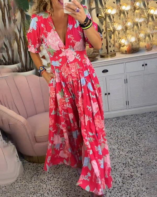 Vibrant elegant floral dress maxi for women -4