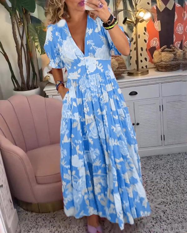 Vibrant elegant floral dress maxi for women -9