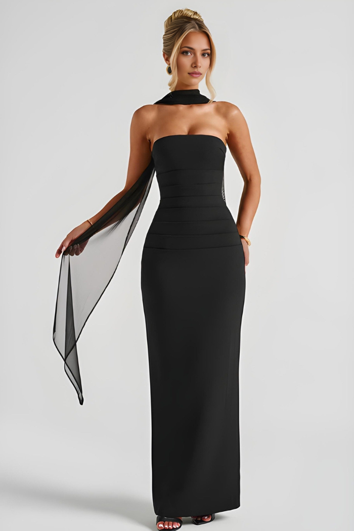 Luxury cocktail strapless maxi bodycon dress for women -1