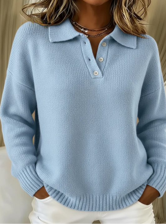 Classic knit polo everyday jumper for women | Olivia -1