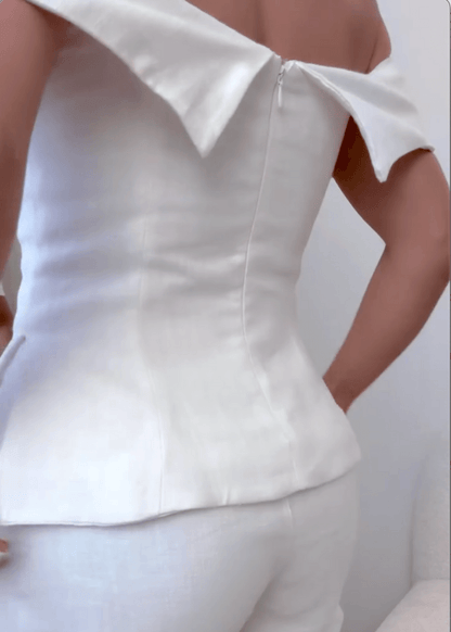 Cropped button two-piece suit for women | Marlowe -6