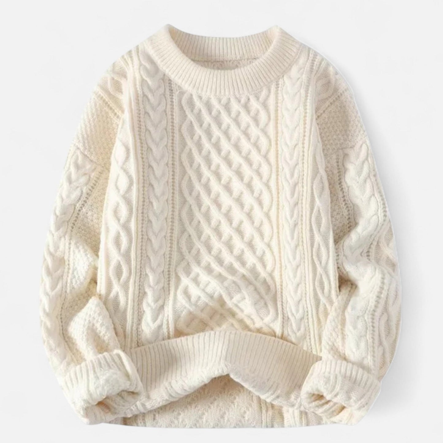 Classic cable-knit round-neck everyday jumper for women -5