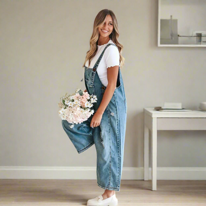 Vintage wash adjustable jumpsuit for women | Carmelita