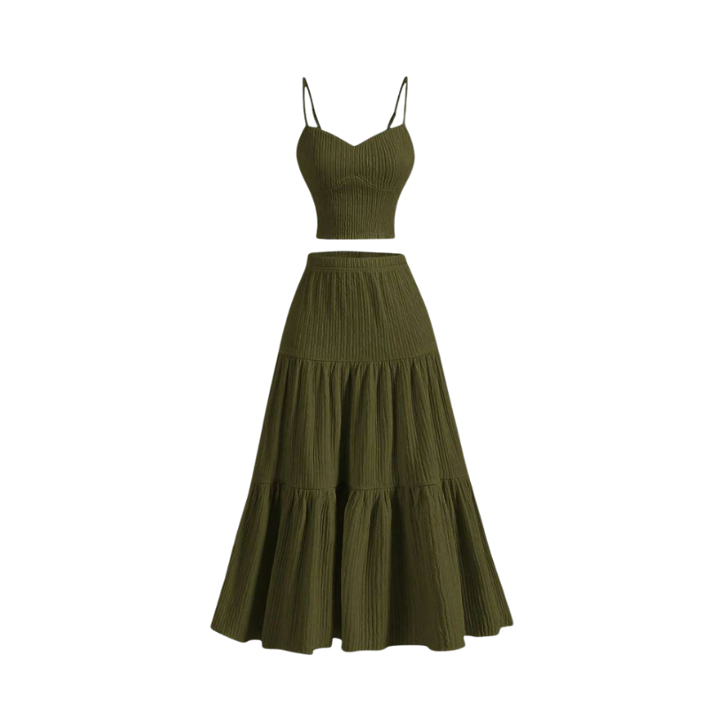 Crop cami top and A-line skirt set for women | Avina