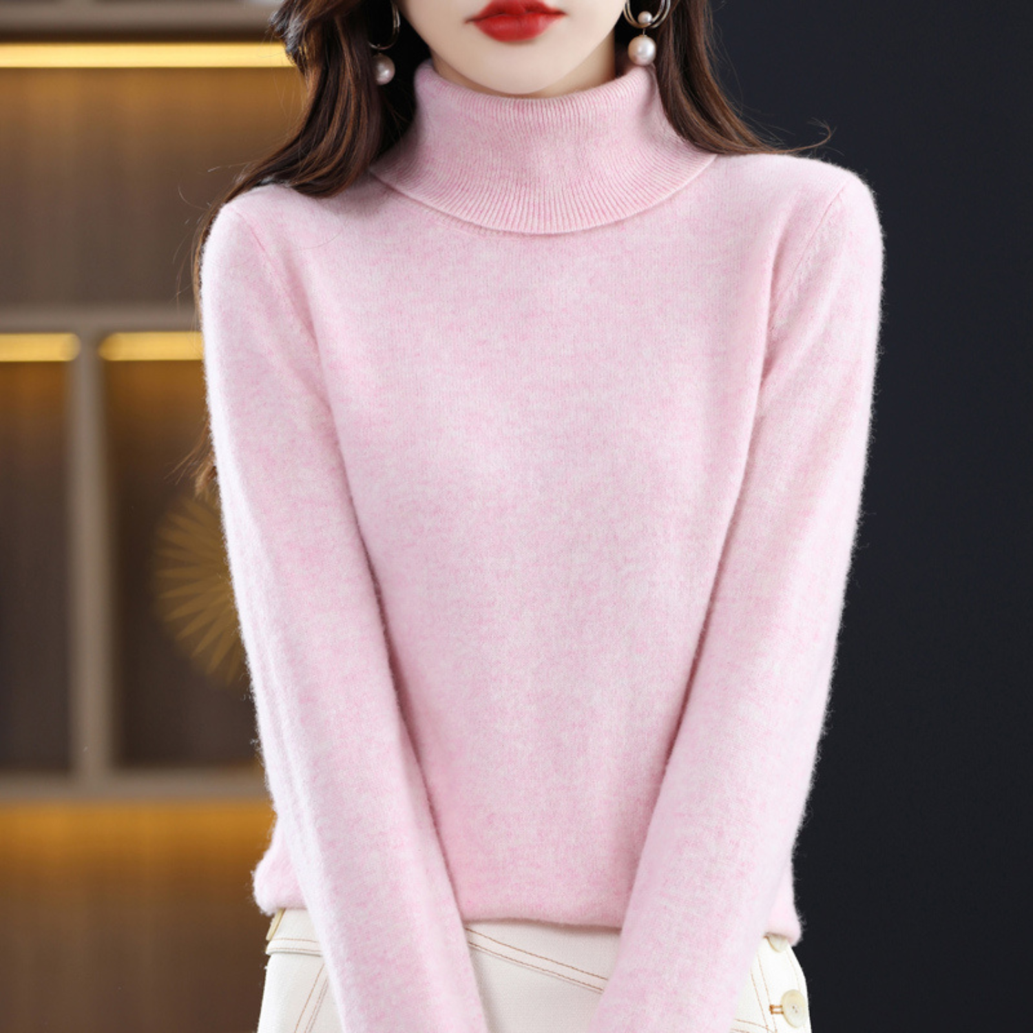Soft knit turtleneck jumper for women | Elara -7