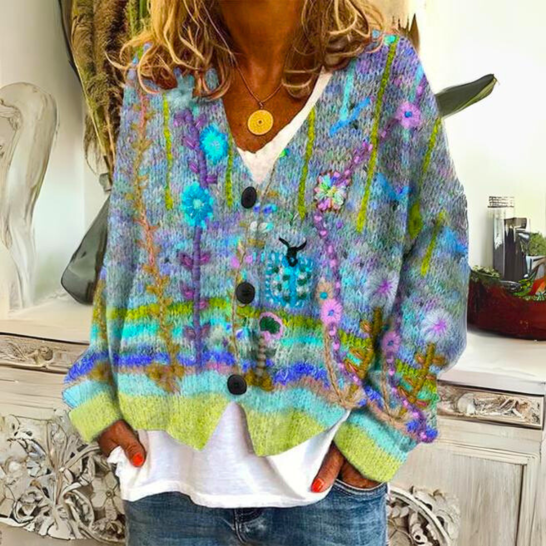 Bohemian multicolor cardigan for women | Mireya -2