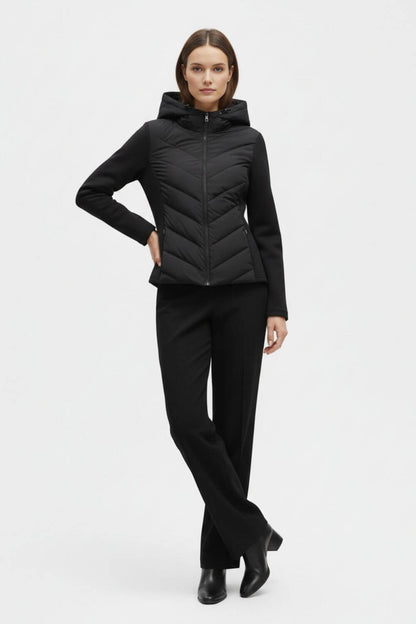 Hooded puffer jacket with sleek silhouette for women | Caurelle