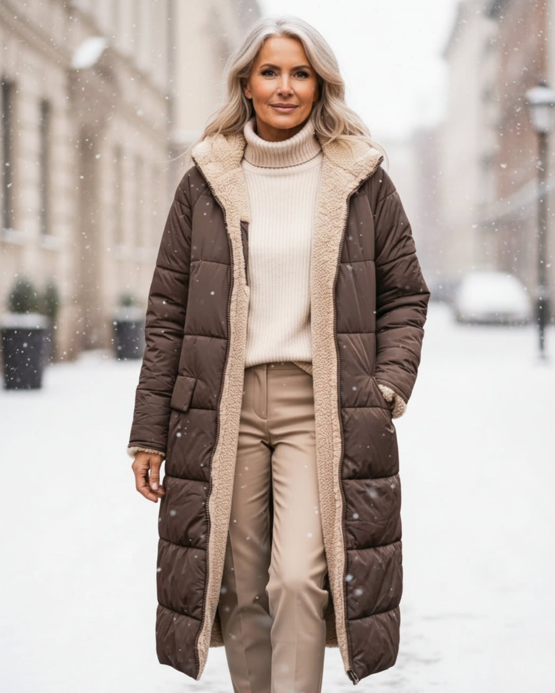 Warm sherpa-lined winter coat for women | Eleanor -2