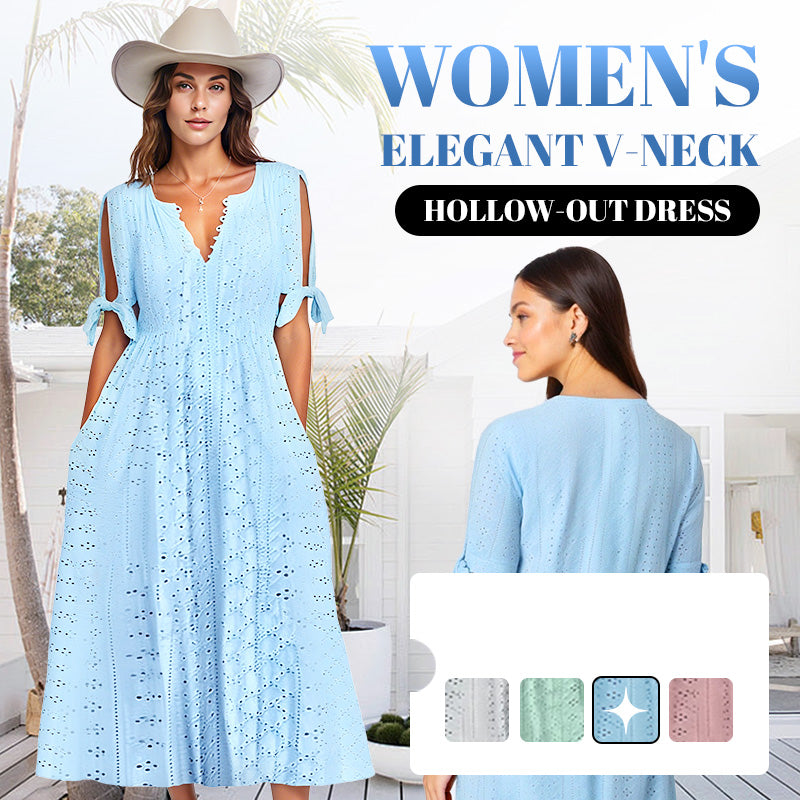 Elegant flowing V-neck dress for women -2