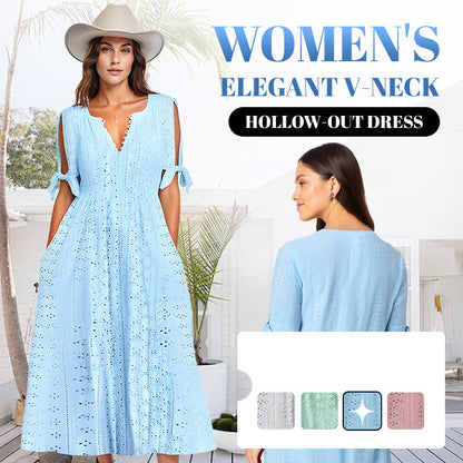 Elegant flowing V-neck dress for women -2