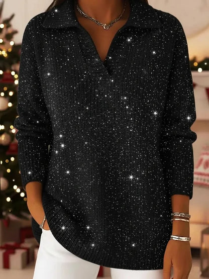 Classic polo-neck everyday knit sweater for women | Léonie -6