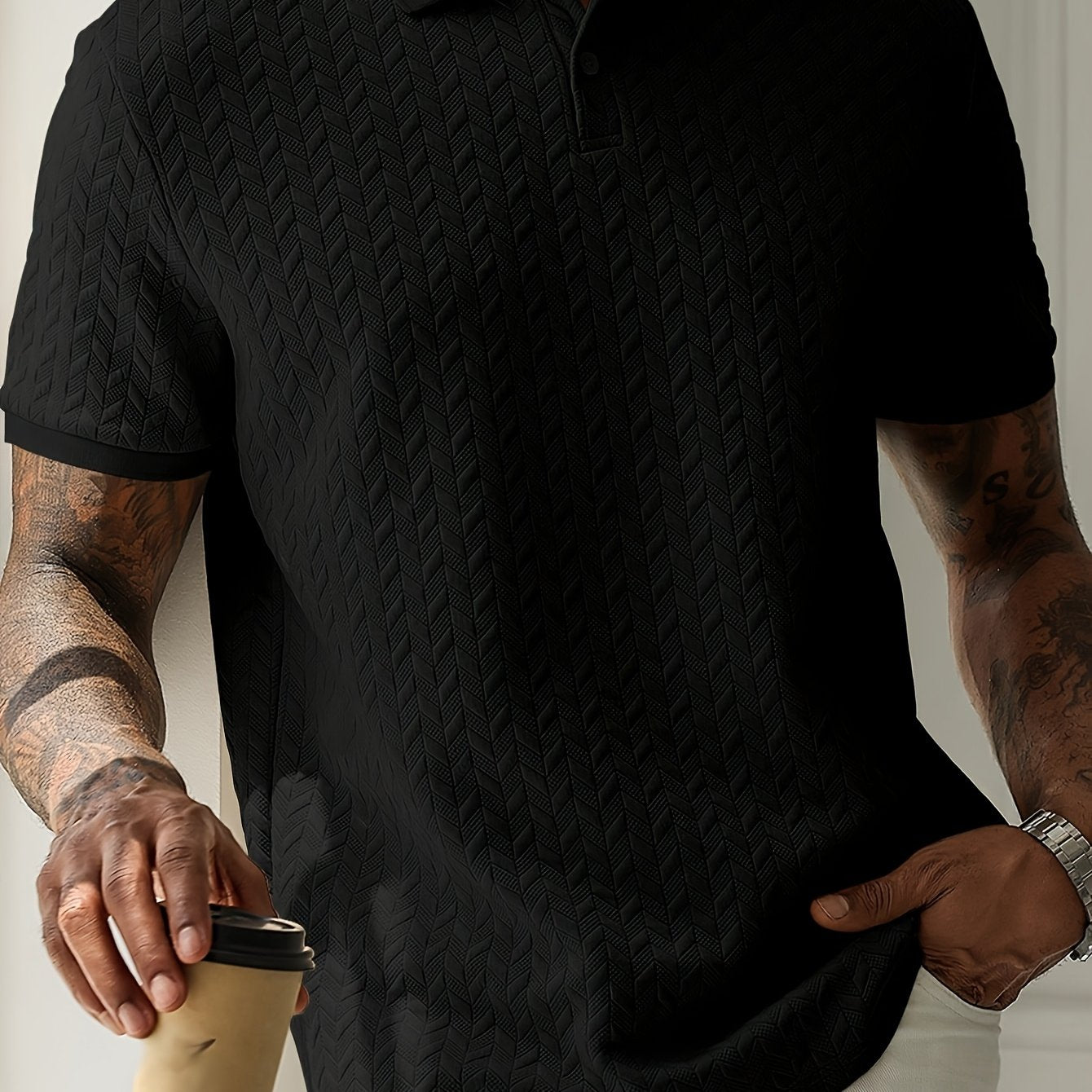 Classic textured everyday polo shirt for men | Ellison -5