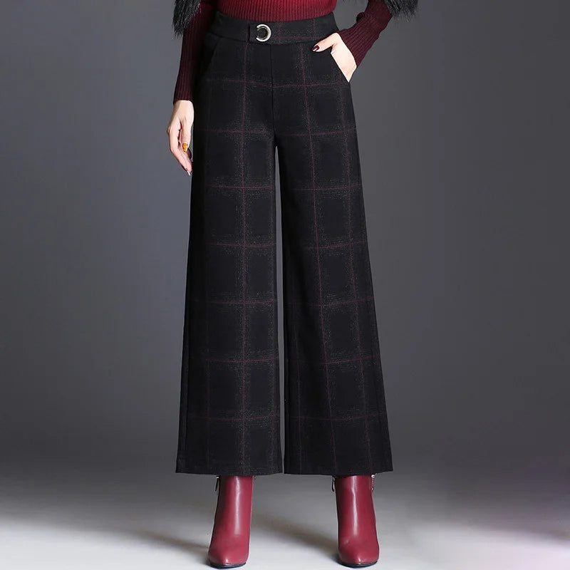 Plaid wide-leg trousers for women | Ashton -2
