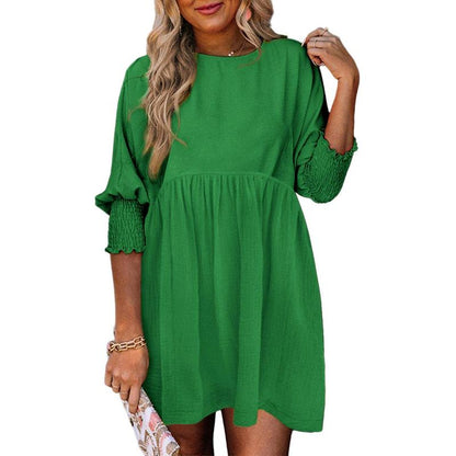 Casual crew-neck loose-fit mini dress for women | Mirasol -11