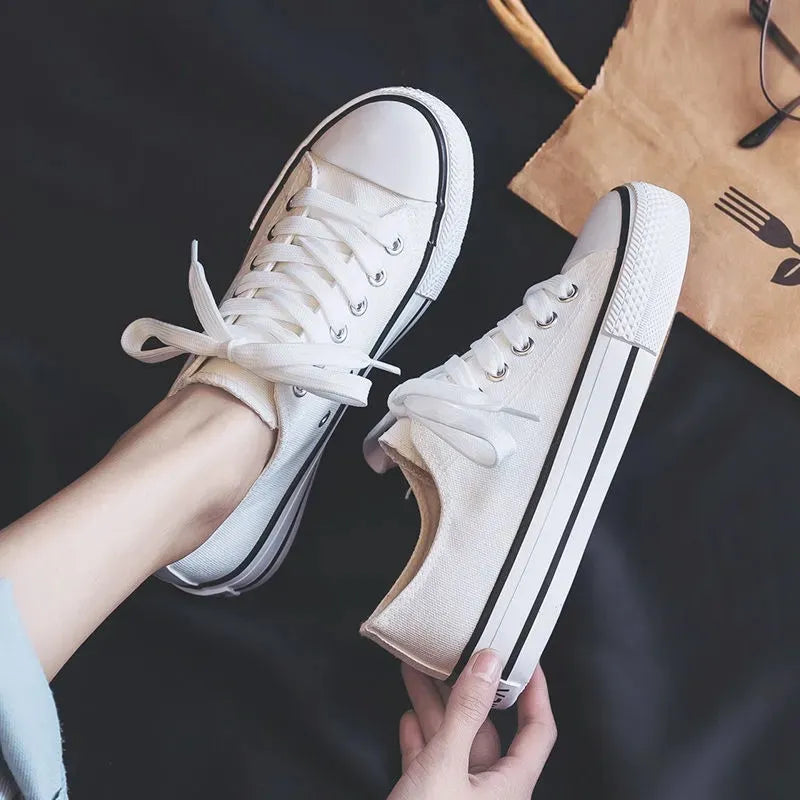 Classic lace-up canvas trainers for women -2
