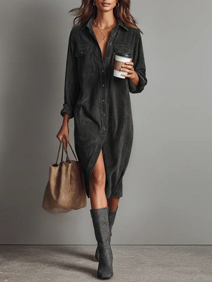 Corduroy midi dress for women | Marisol -10