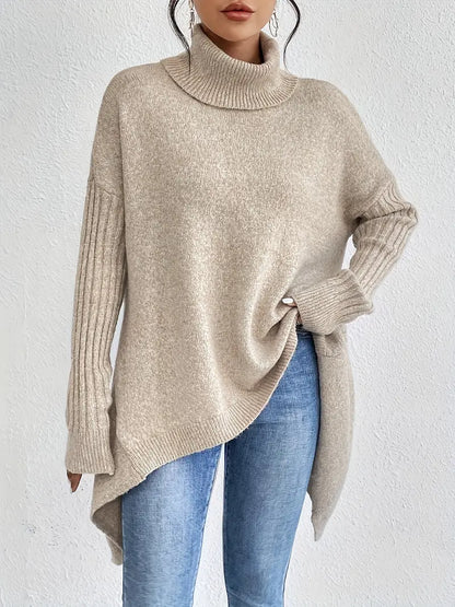 Oversized knit turtleneck everyday jumper for women | Elowen -2