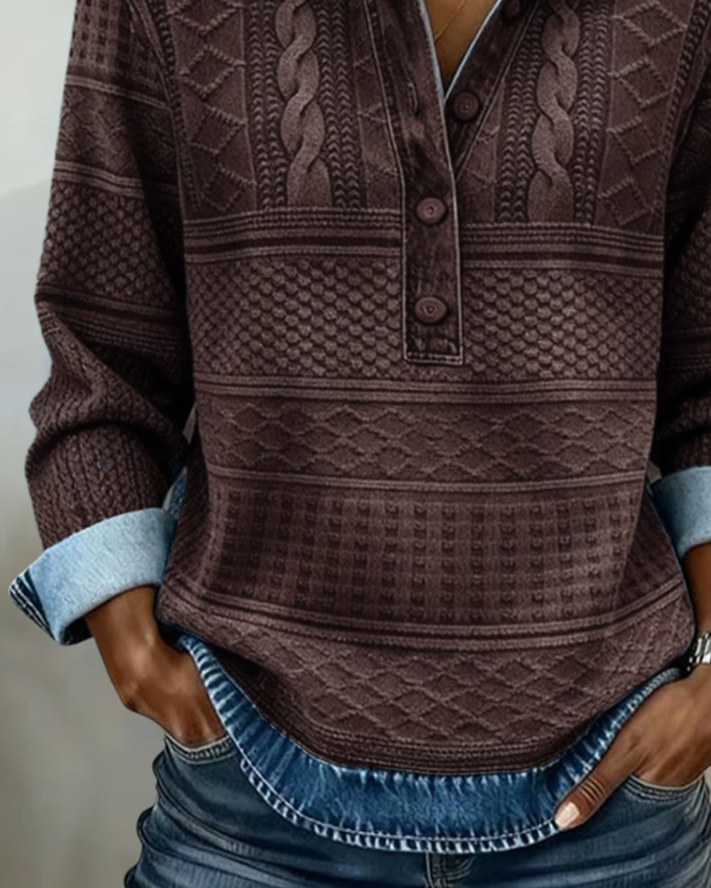 Chic half-button sweatshirt for women | Elara -5