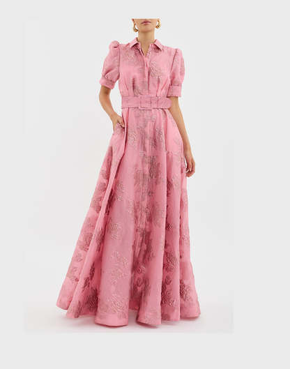 Elegant short puffed sleeve dress for women | Olivia -1