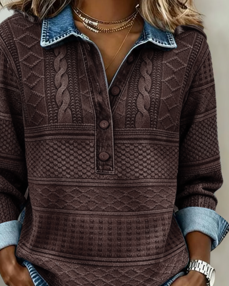 Chic half-button sweatshirt for women | Elara -4
