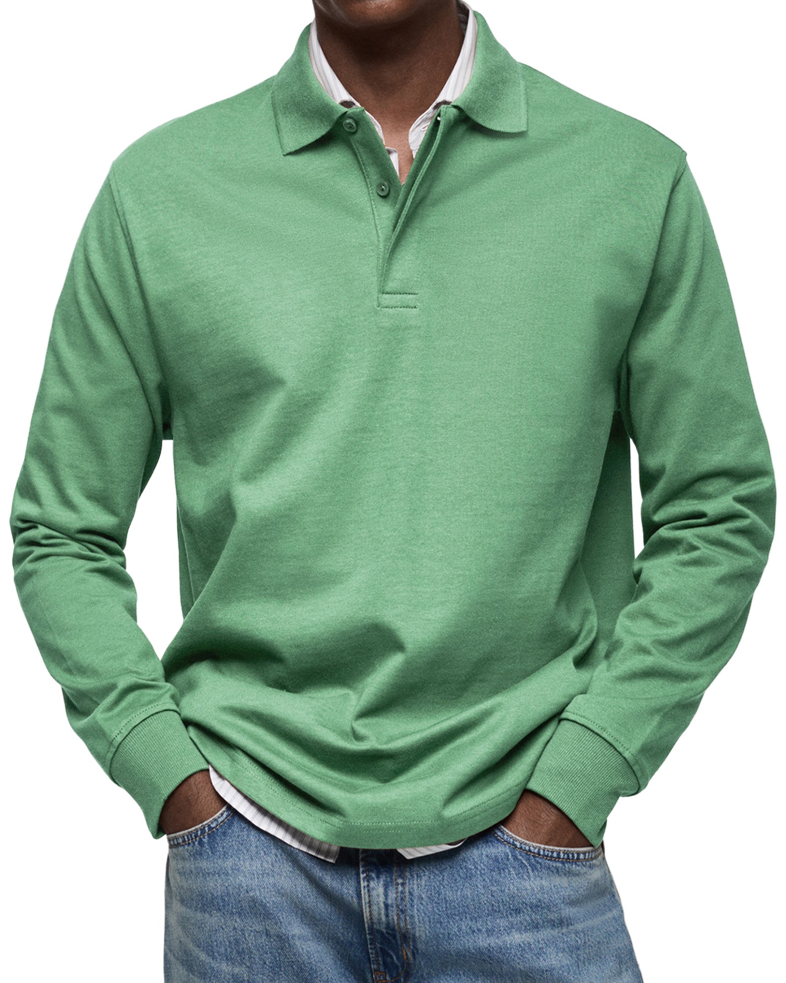 Classic long-sleeve relaxed polo shirt for men | Gary -6