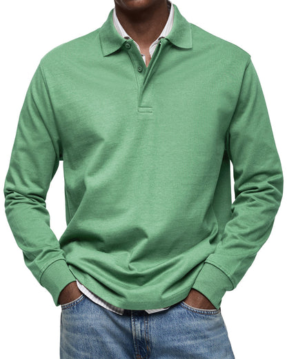 Classic long-sleeve relaxed polo shirt for men | Gary -6