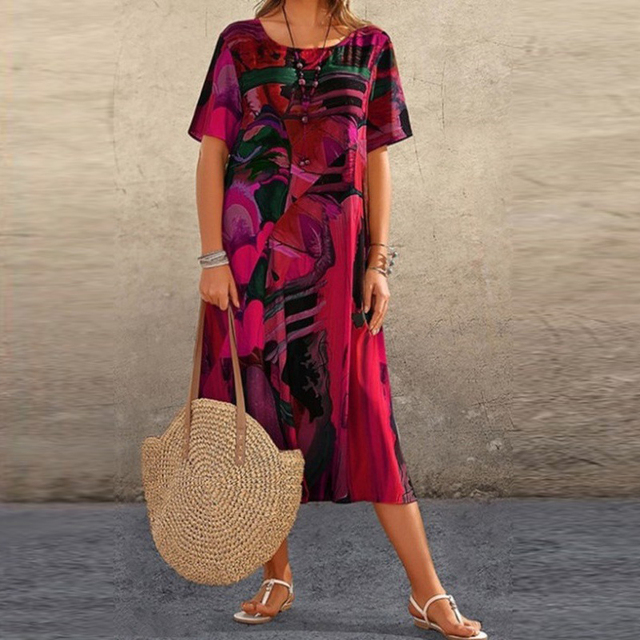 Relaxed printed dress for women | Claire -3