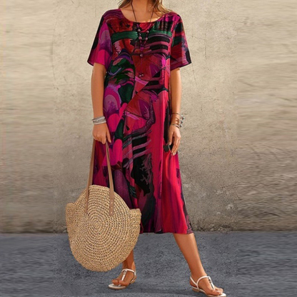 Relaxed printed dress for women | Claire -3