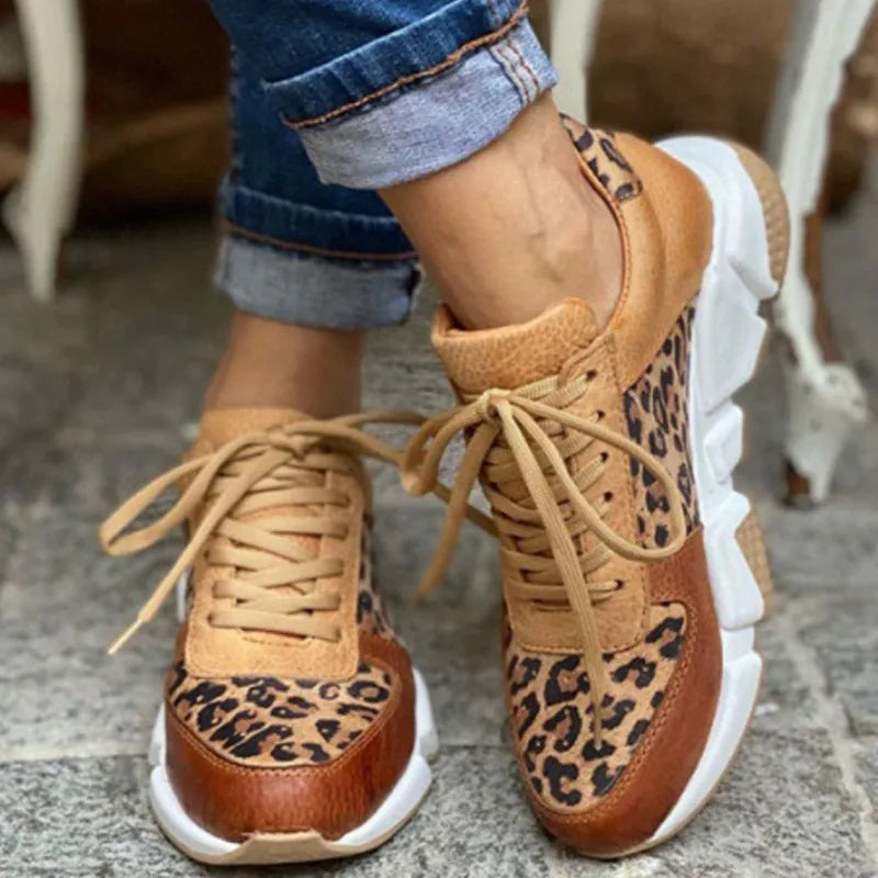 Comfortable chic leopard-print everyday trainers for women | Crissa -1